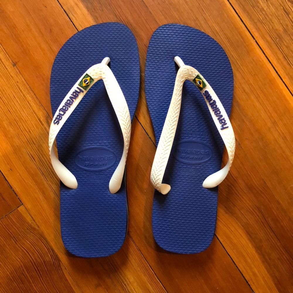 Blue Havaianas Brazil flip flops